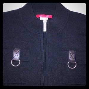 Anne Klein Zip Cardigan With Faux Leather Trim